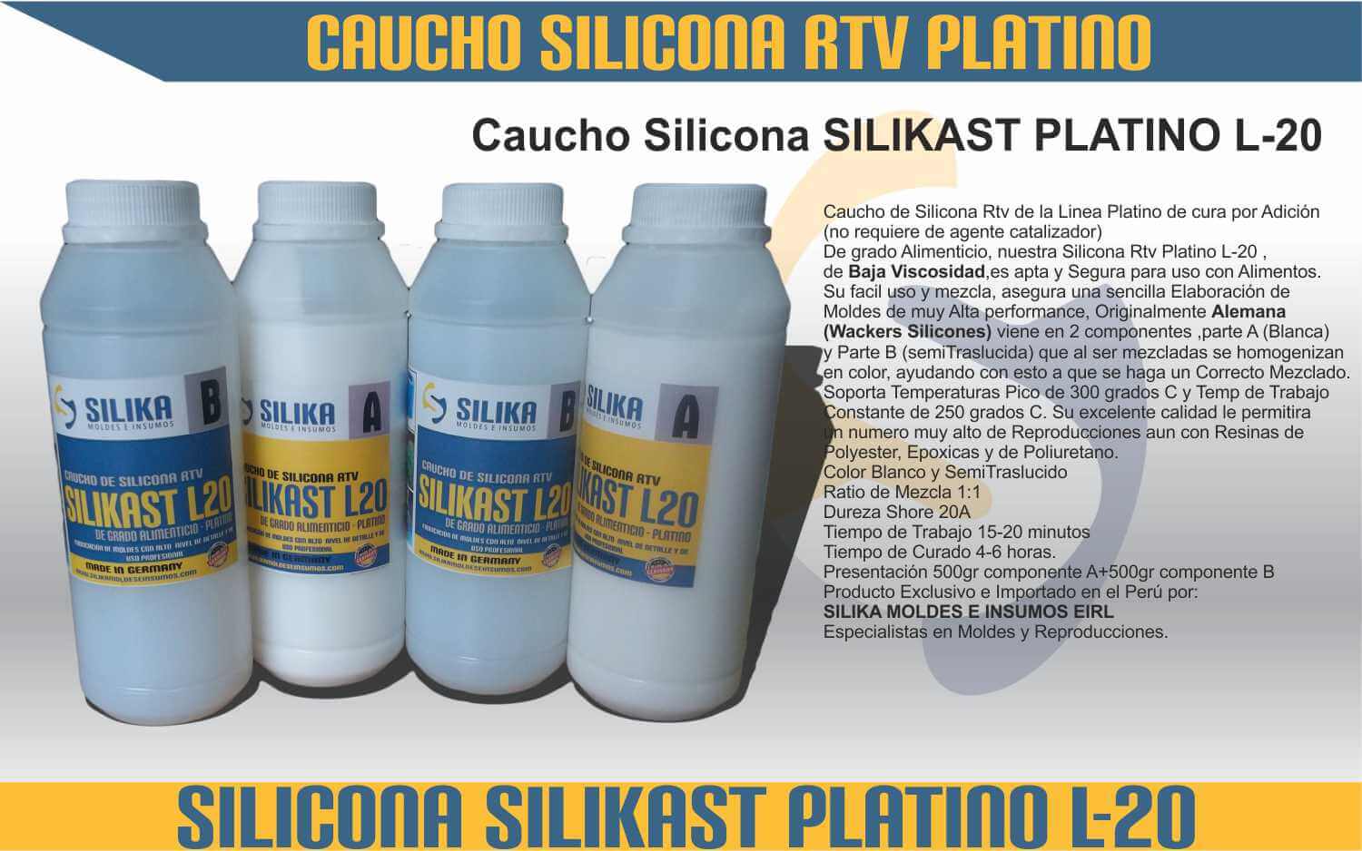 Caucho de Silicona RTV TIPO 6 1Kg – Silika Moldes e Insumos