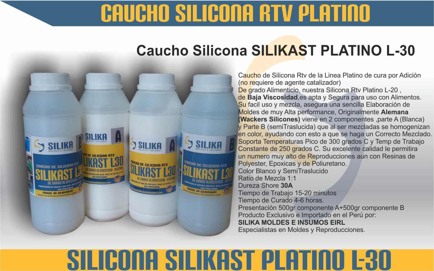 Caucho de Silicona RTV TIPO 6 1Kg – Silika Moldes e Insumos